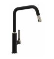 Hex Single Lever Pull Out Sink Mixer Black/Brushed Nickel
