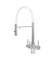 Aquila 3 Lever Mixer And Cold Filter Tap Chrome/White Hose
