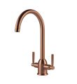 Alzira Monobloc Twin Lever Sink Mixer Brushed Copper