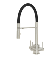 Aquila SQ 3 Lever Mixer Cold Filter Tap Brushed Steel/Black