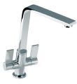 Linear Flair Twin Lever Kitchen Mixer Chrome
