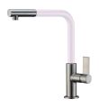 Auriga Monobloc Kitchen Mixer Tap White Spout Brushed Nickel