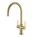 Auva Twin Lever Sink Mixer Swivel Spout Brushed Brass