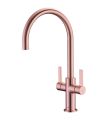 Auva Twin Lever Sink Mixer Swivel Spout Brushed Copper