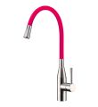 Morpho Single Lever Flex Spout Mixer Red/Brushed Nickel