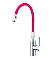 Morpho Single Lever Flex Spout Mixer Red/Chrome