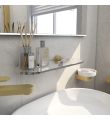 Round 395mm Glass Shelf Brushed Brass