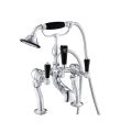 Grosvenor Black Lever Deck Bath Shower Mixer Chrome