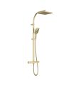 Qubo Thermostatic Bar Shower with Rigid Riser Kit Brushed Brass