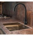 Twin Lever Handle Monobloc Kitchen Sink Mixer Black L:ifestyle