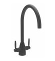 Twin Lever Handle Monobloc Kitchen Sink Mixer Black