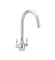 Twin Lever Handle Monobloc Kitchen Sink Mixer Chrome