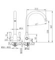 Twin Lever Handle Monobloc Kitchen Sink Mixer Brushed Nickel Tech