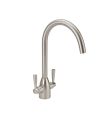 Twin Lever Handle Monobloc Kitchen Sink Mixer Brushed Nickel