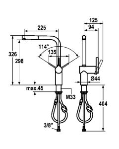Livello Sink Mixer with Pull Out Spout Stainless Steel