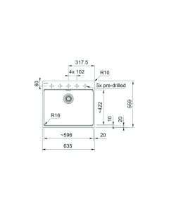 Franke Maris (MRG 610-60 CARE) 1 Bowl Sink Polar White