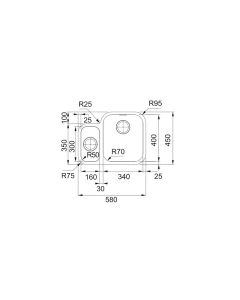 Franke Smart (SRX 160 SBL) 1.5 Bowl Sink Stainless Steel