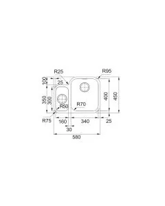 Franke Smart (SRX 160 SBL) 1.5 Bowl Sink Stainless Steel