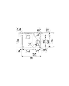Franke Smart (SRX 160 SBR) 1.5 Bowl Sink Stainless Steel