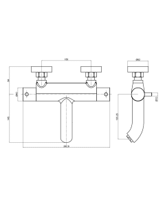 Florence Thermostatic Wall Bath Filler Chrome
