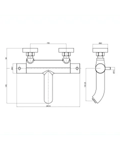 Florence Thermostatic Wall Bath Filler Chrome