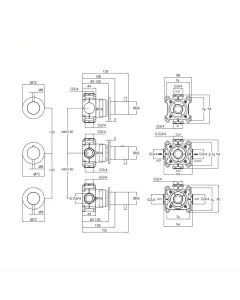 Florence Modular 3 Lever 3 Way Shower Chrome
