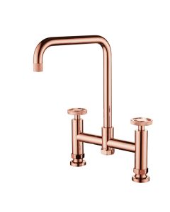 Henry Holt Industrial Bridge Sink Mixer Copper
