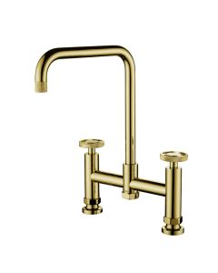 Henry Holt Industrial Bridge Sink Mixer Brass