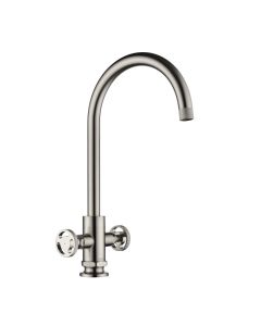 Henry Holt Industrial Twin Lever Sink Mixer Brushed Steel