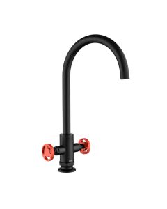 Henry Holt Industrial Twin Lever Sink Mixer Matt Black