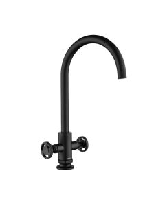 Henry Holt Industrial Twin Lever Sink Mixer Matt Black