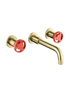 Henry Holt Industrial Wall Mounted Sink Mixer Brushed Brass