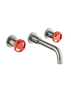 Henry Holt Industrial Wall Mounted Sink Mixer Brushed Steel