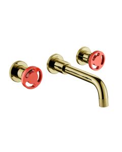 Henry Holt Industrial Wall Mounted Sink Mixer Brass