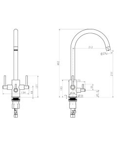 Curvato Trio Water Filter Sink Mixer Brushed Steel