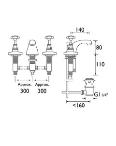 1901 3 Hole Basin Mixer Chrome