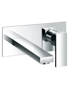 Bloque 2 Hole Wall Mounted Basin Mixer with Clicker Waste