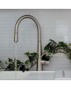 Just Kitchen Mixer Tap With Swivel Spout And Pull Out Rinse Brushed STeel