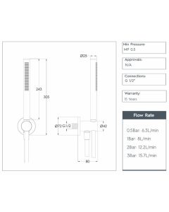 VOS Designer Wall Round Water Outlet Shower Kit Brushed Bronze
