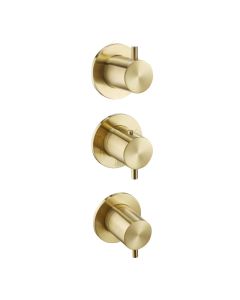 VOS Modular 3 Lever 2 Way Shower Valve Brushed Brass