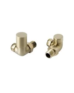 JTP VOS Corner Radiator Valves Brushed Brass