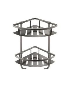VOS Shower Corner Twin Basket Brushed Black