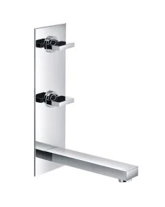 Bloque 3 Hole Wall Vertical Basin Mixer with Clicker Waste
