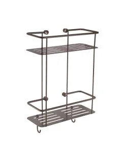 Double Square Shower Basket Brushed Bronze