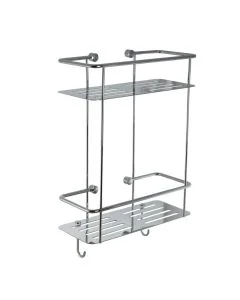 Double Square Shower Basket Brushed Black
