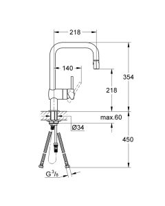 Minta Single Lever Mixer Pull Out Spray Brushed Steel