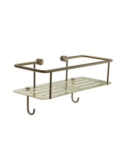 Single Square Shower Basket Brushed Brass