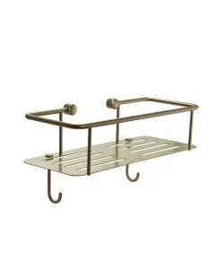 Single Square Shower Basket Brushed Brass