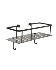 Single Square Shower Basket Brushed Black