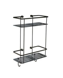 Double Square Shower Basket Brushed Black